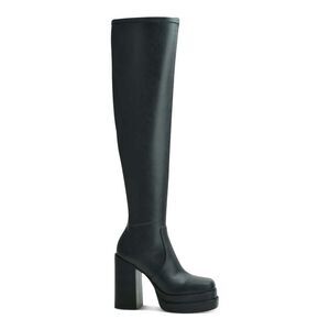 WILD PAIR Womens Black 1" Double Platform Ozzey Block Heel Heeled Boots 7.5 M
